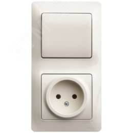 Блок GLOSSA GSL000260 розетка + 1кл выключатель бежевый