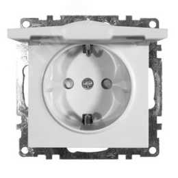 Розетка 1-местная с/з STEKKER GLS16-7112-01 и с крышкой,(механизм)  белая, серия КАТРИН