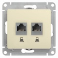 Розетка GLOSSA GSL000285KK RJ45+RJ45 бежевый