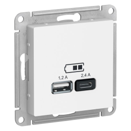 Розетка AtlasDesign ATN000139 USB, белый, механизм