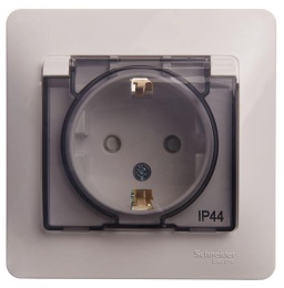 Розетка GLOSSA GSL000148 с/з с крышкой и шторками белый