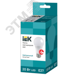 Лампа IEK LED20 A60-20W/3000/E27 