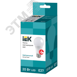 Лампа IEK LED20 A60-20W/3000/E27 