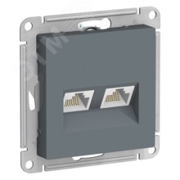 Розетка AtlasDesign ATN000785 2*RG45, грифель, механизм