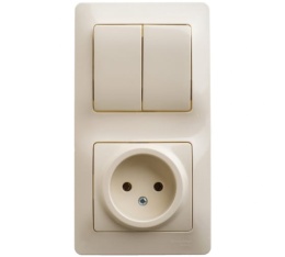 Блок GLOSSA GSL000272 розетка + 2кл выключатель бежевый
